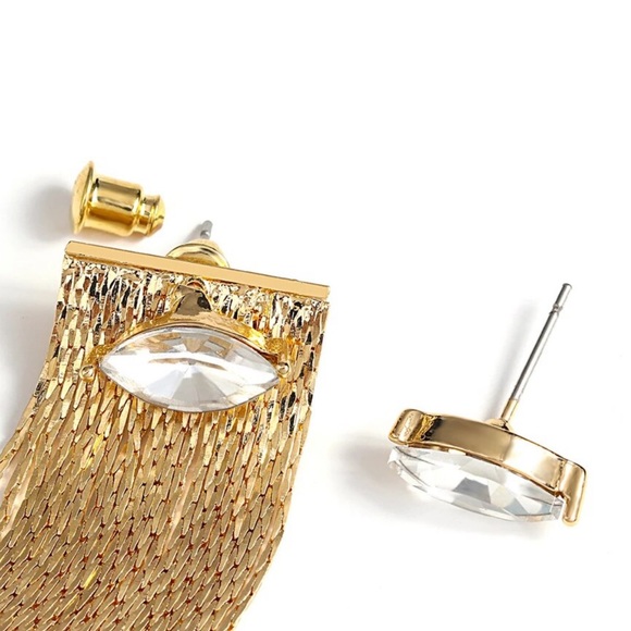 đź’›Gold plated crystal long tassel earrings - Picture 3 of 5